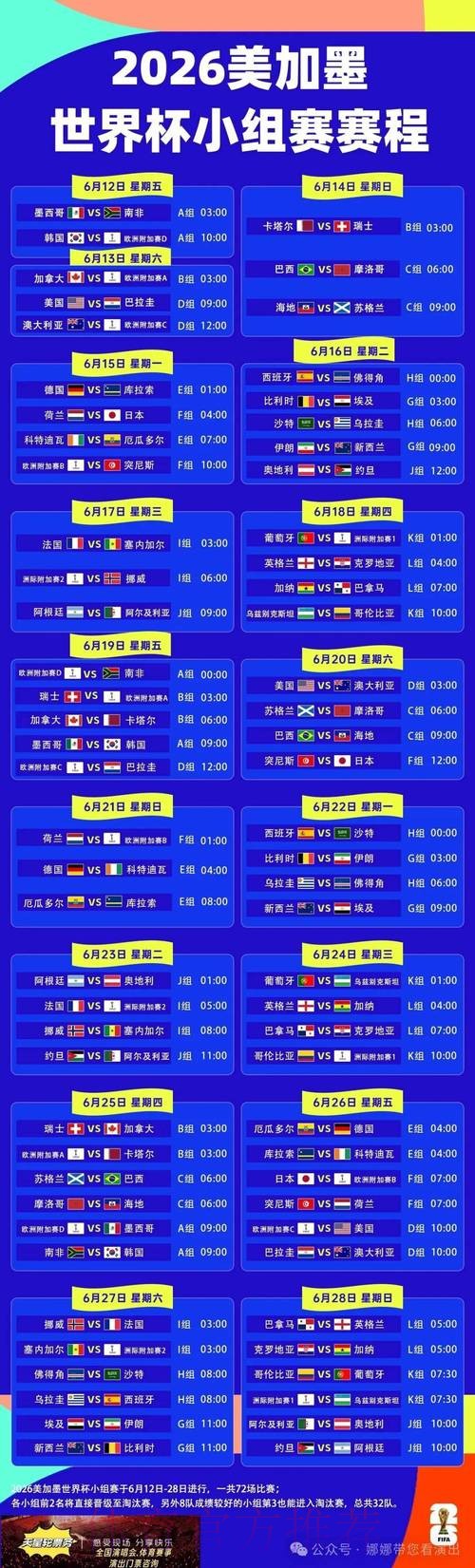 2026世界杯完整赛程中国时间最新时间表免费观看 2026世界杯完整赛程中国时间最新时间表免费观看